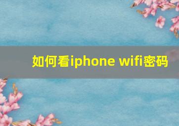 如何看iphone wifi密码